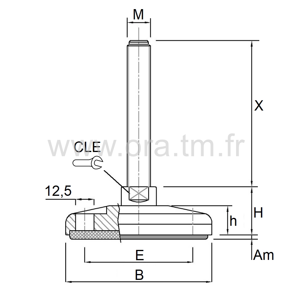 VML2 - VERIN PIED MACHINE - CHARGE LOURDE TIGE FIXE